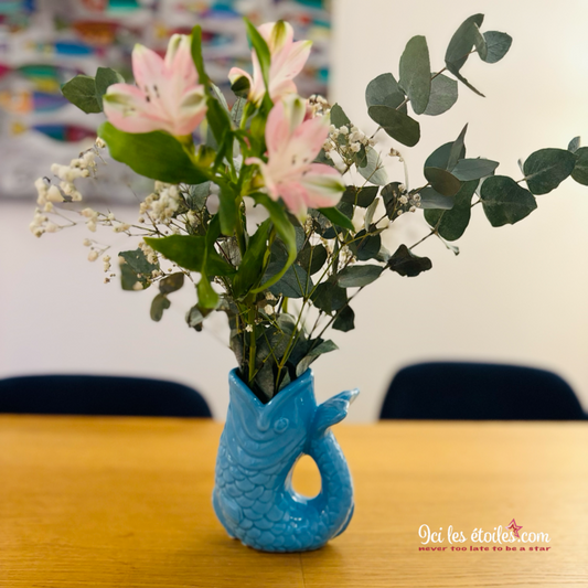 Vase poisson bleu