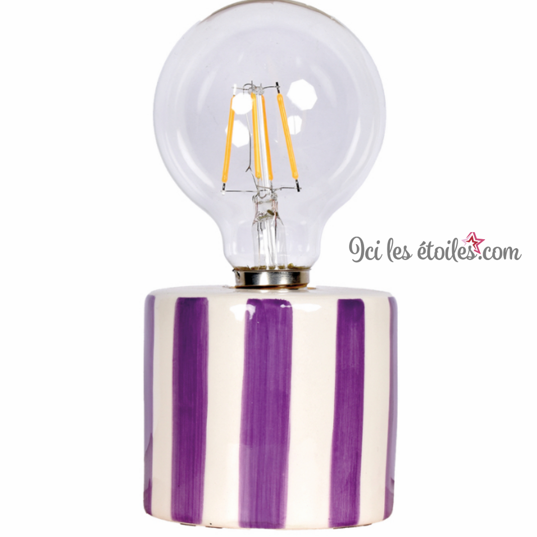 Petite lampe sans fil rayée violet
