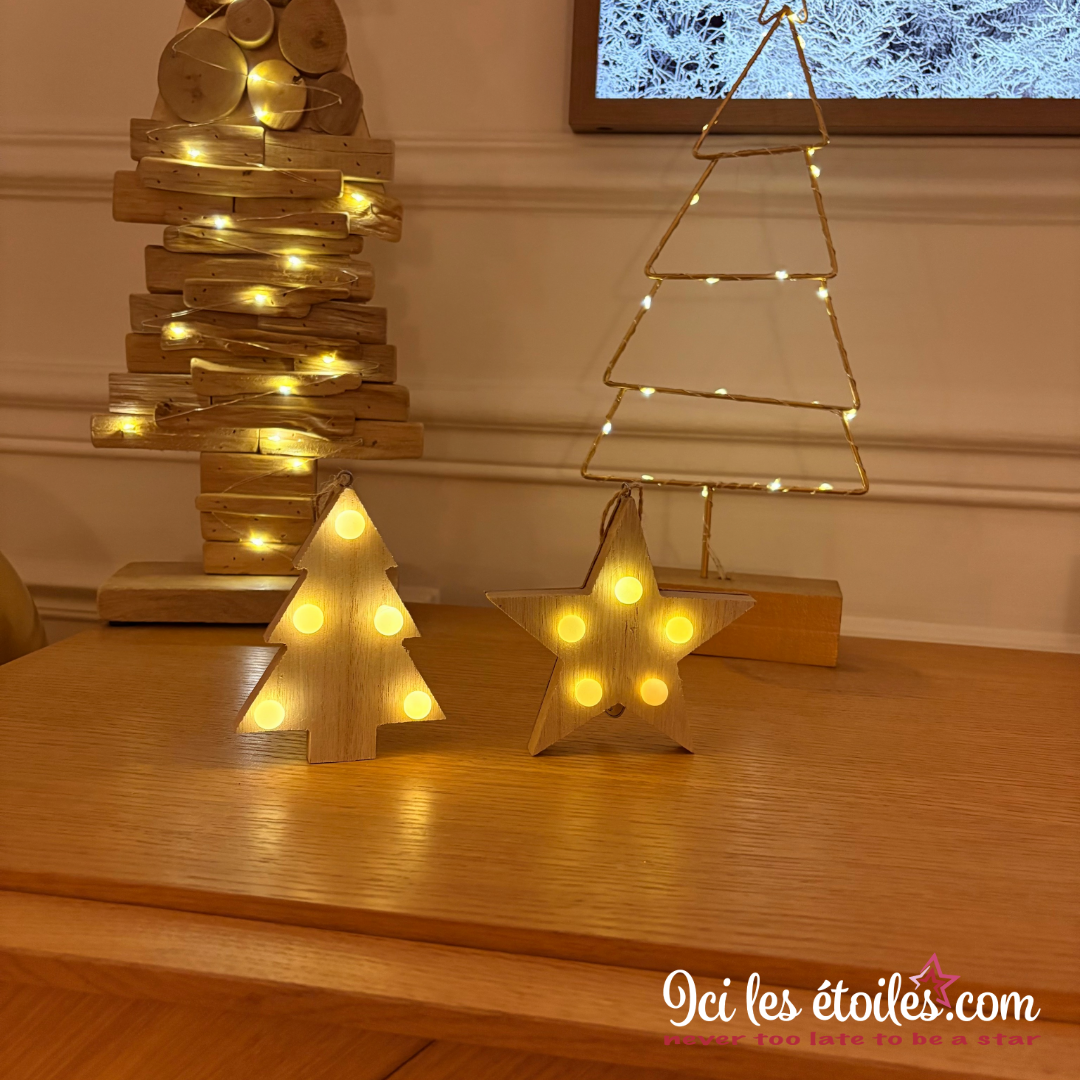 Étoile lumineuse en bois