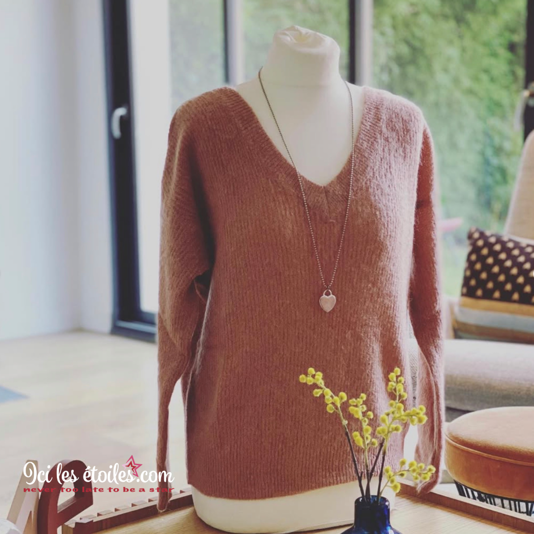 Pull Simon Décolleté Dos vieux rose