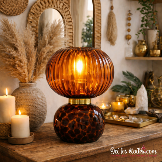 Lampe boule motif léopard