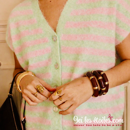 Gilet Pop vert pâle et rose