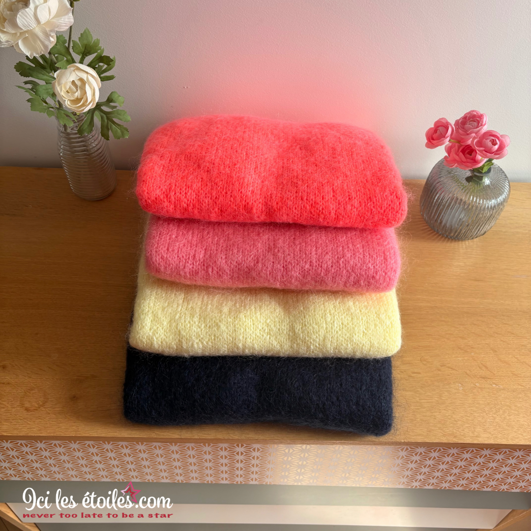 Pull Raphaël bleu marine en kid Mohair