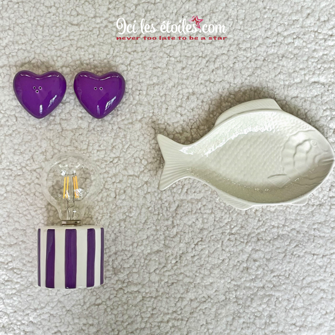 Petite lampe sans fil rayée violet