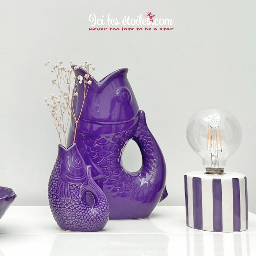 Petite lampe sans fil rayée violet