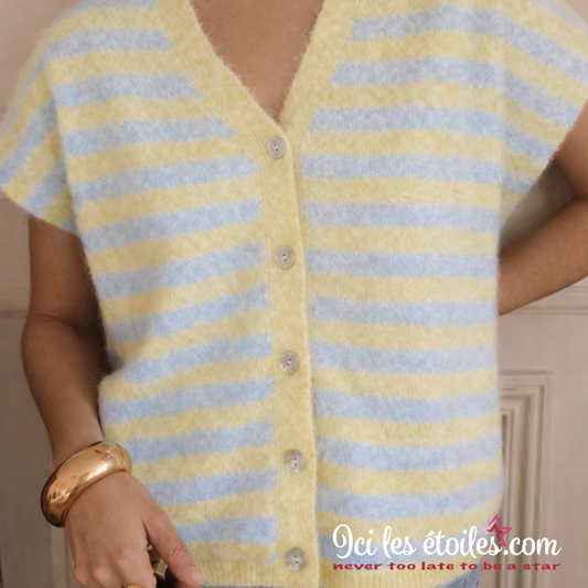 Gilet Pop jaune et bleu ciel