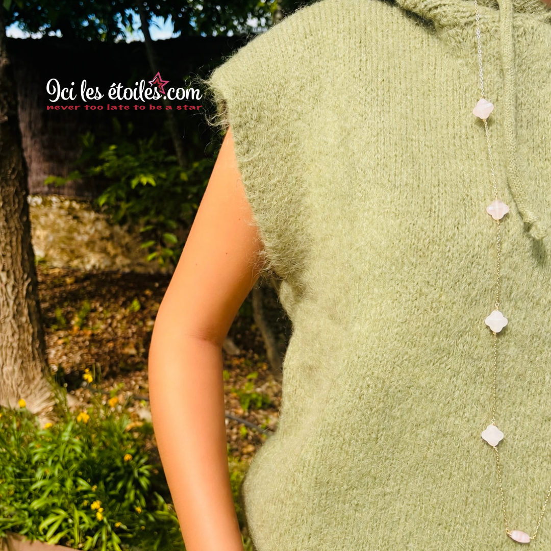 Pull Poncho à capuche Kaki