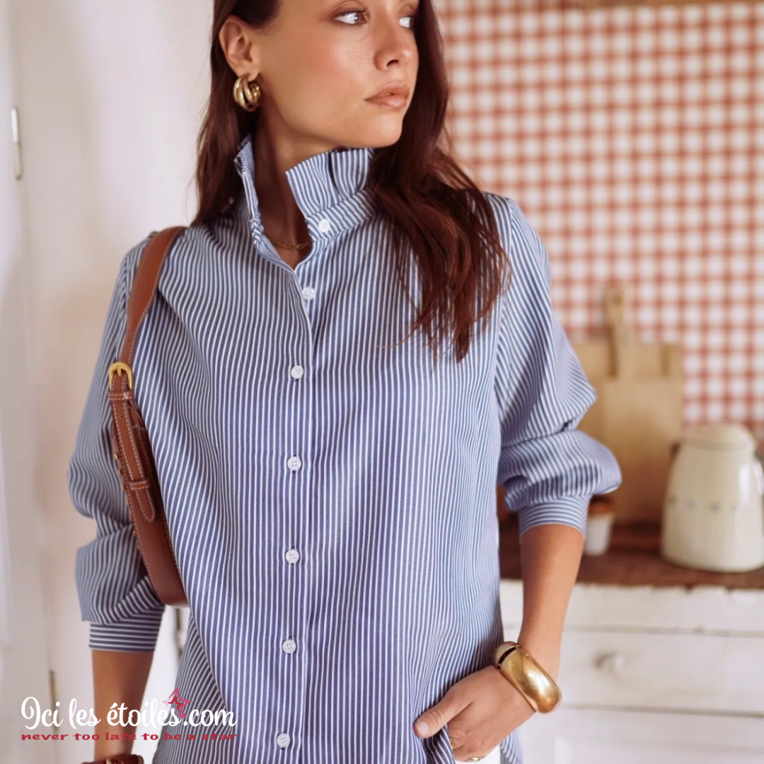 Chemise Chloé rayée bleu marine/blanc