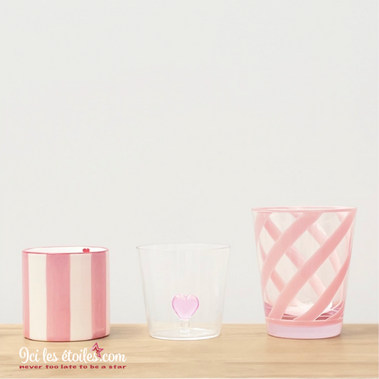 Verre coeur 3D Rose