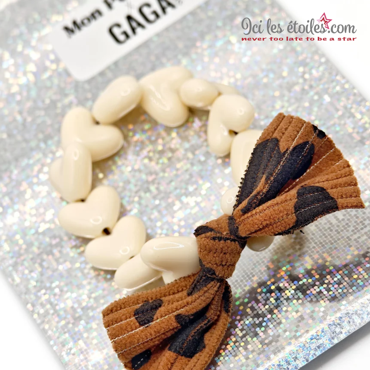 Bracelet GAGA - Only crème & Maxi Noeud Léopard