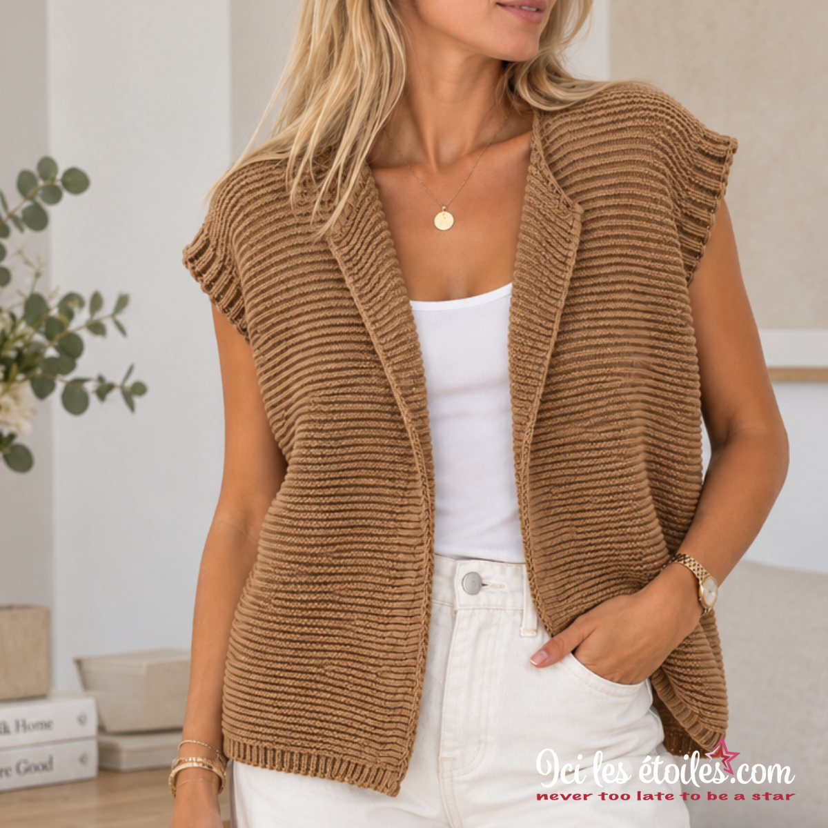 Gilet Côtelé camel
