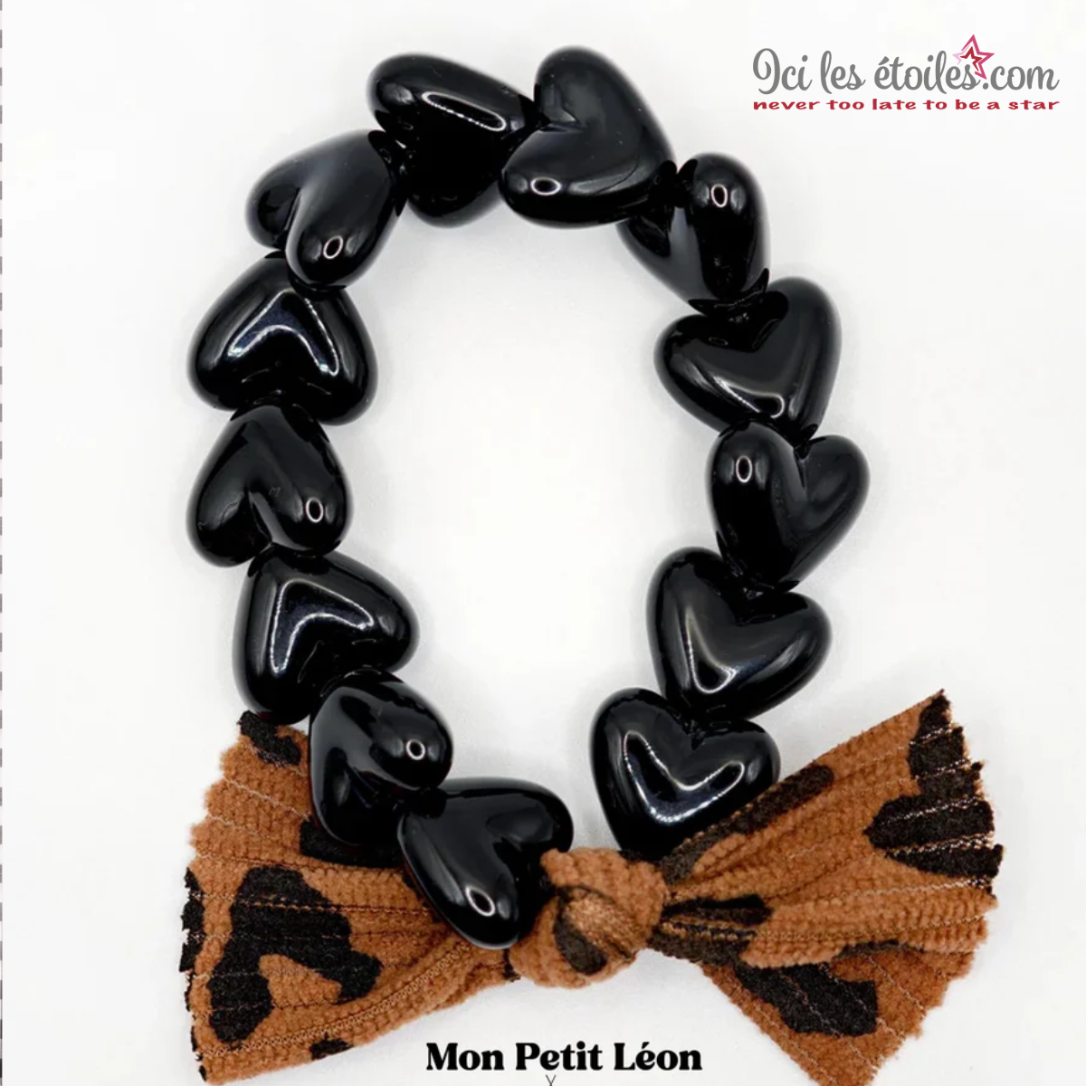 Bracelet GAGA - Only Noir & Maxi Noeud Léopard