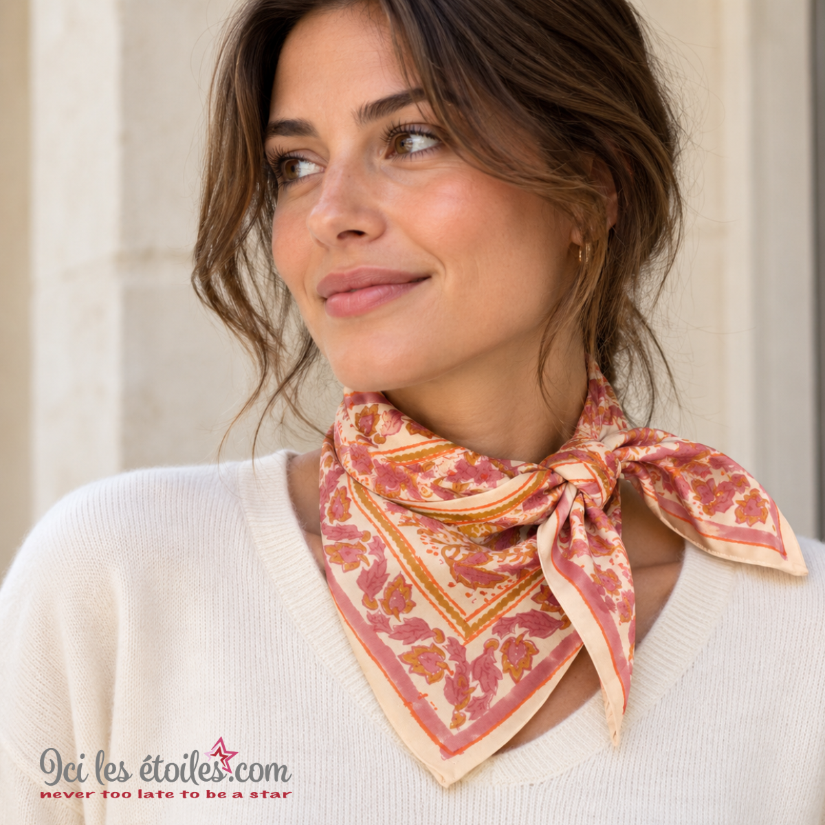Foulard Indien petit modèle  « Nalini Rose »