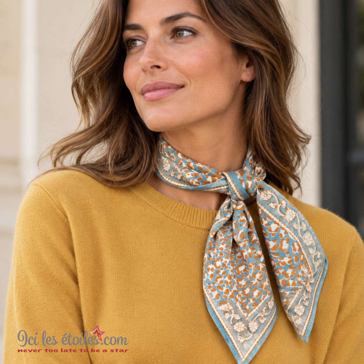 Foulard Indien petit modèle  « Léopard bleu «