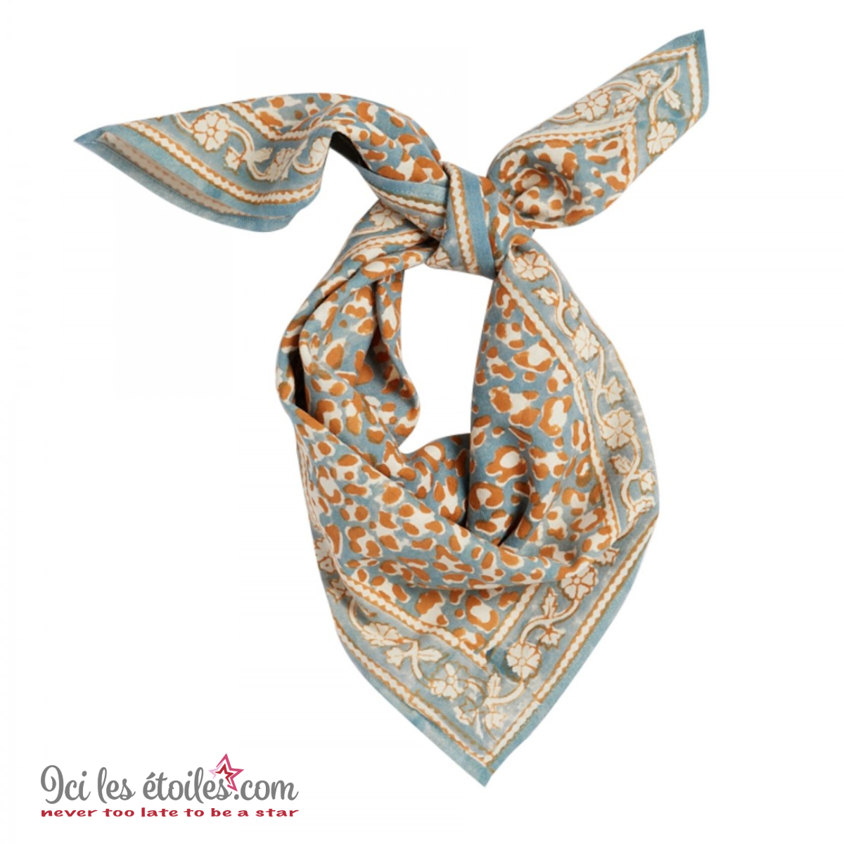 Foulard Indien petit modèle  « Léopard bleu «