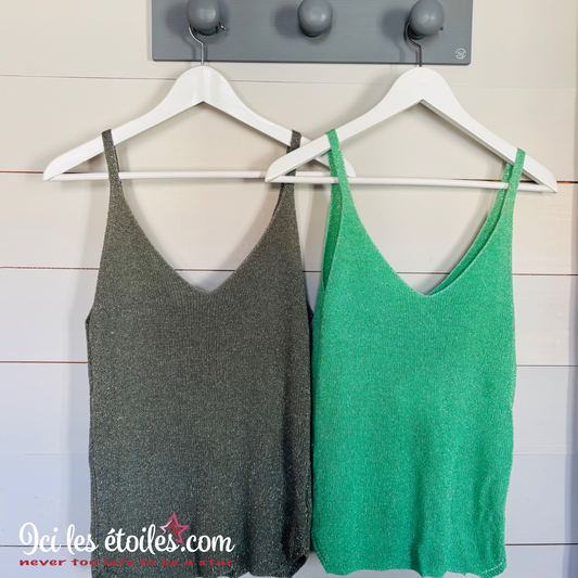 Top paillettes vert
