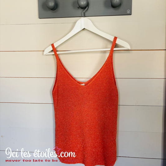 Top paillettes orange