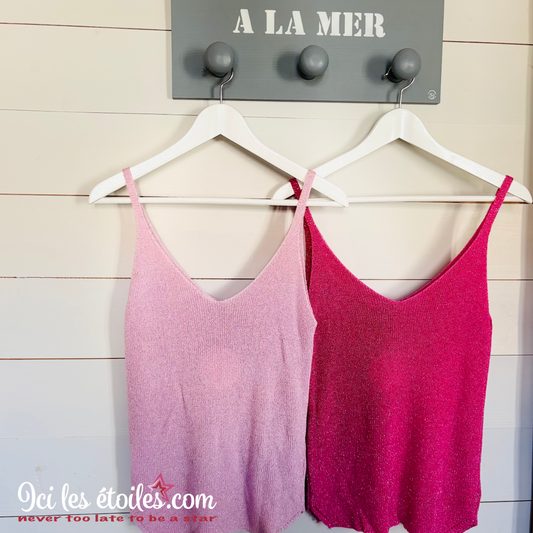 Top paillettes Rose