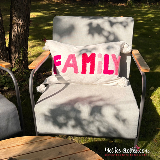 Housse de Coussin Marocain « Family » Rose