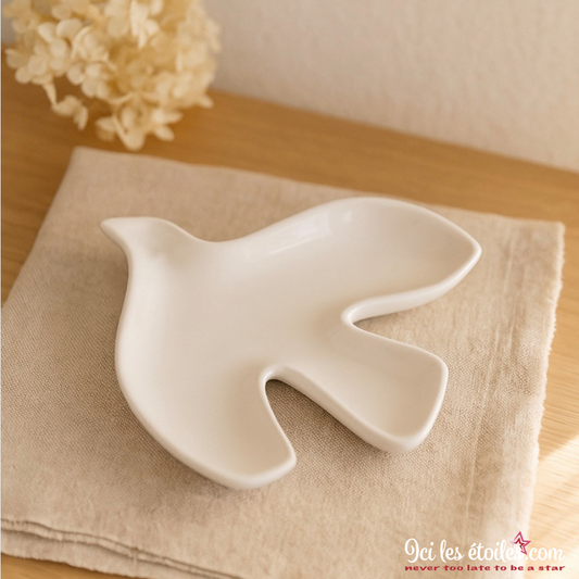 Coupelle oiseau blanc en céramique