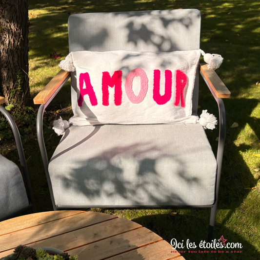 Housse de Coussin Marocain « Amour » Rose