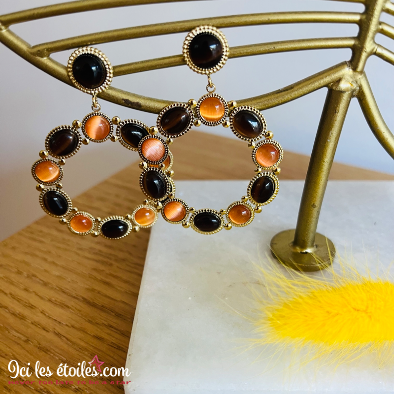 Boucles d’oreilles Sarah Marron – IciLesEtoiles