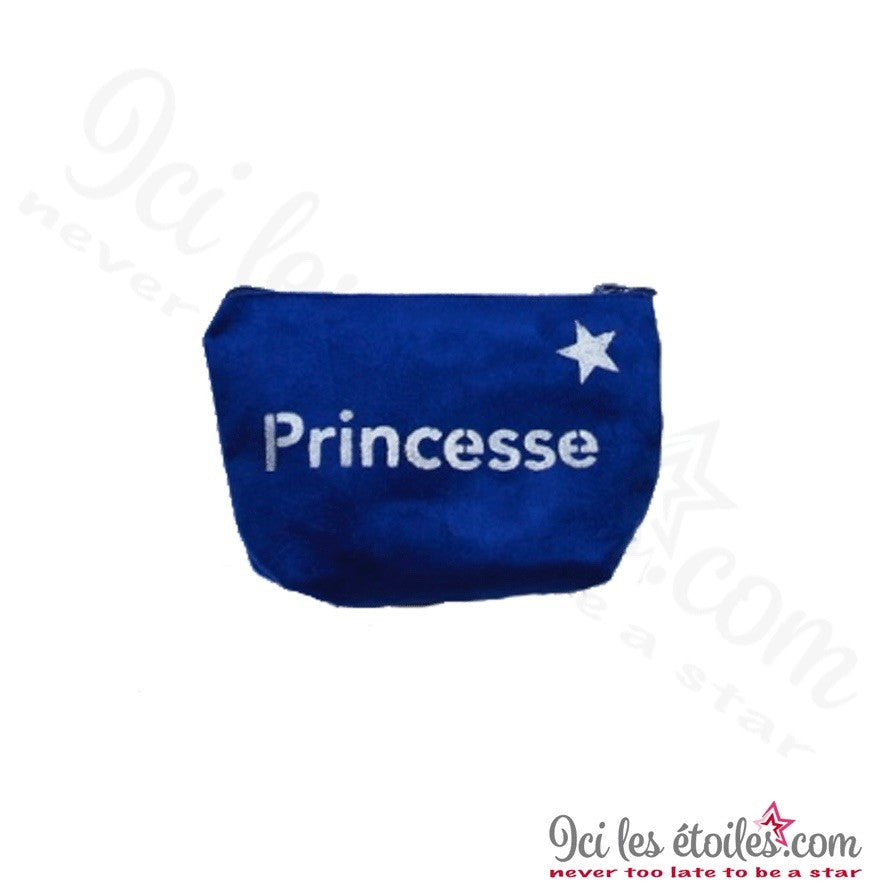 Petite Pochette "Princesse" en alcantara bleu roi