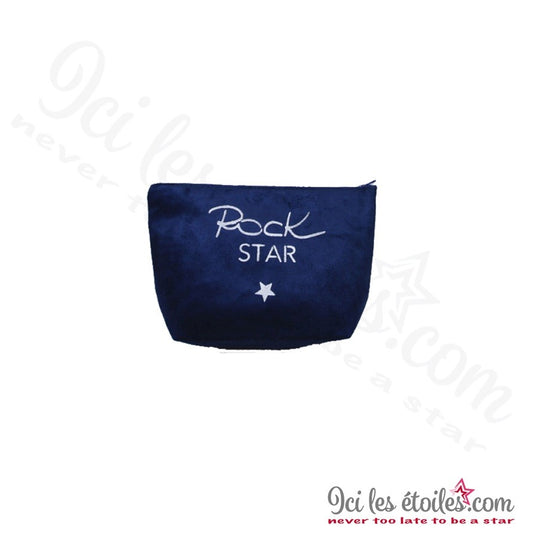 Pochette large "Rock Star" en alcantara bleu marine