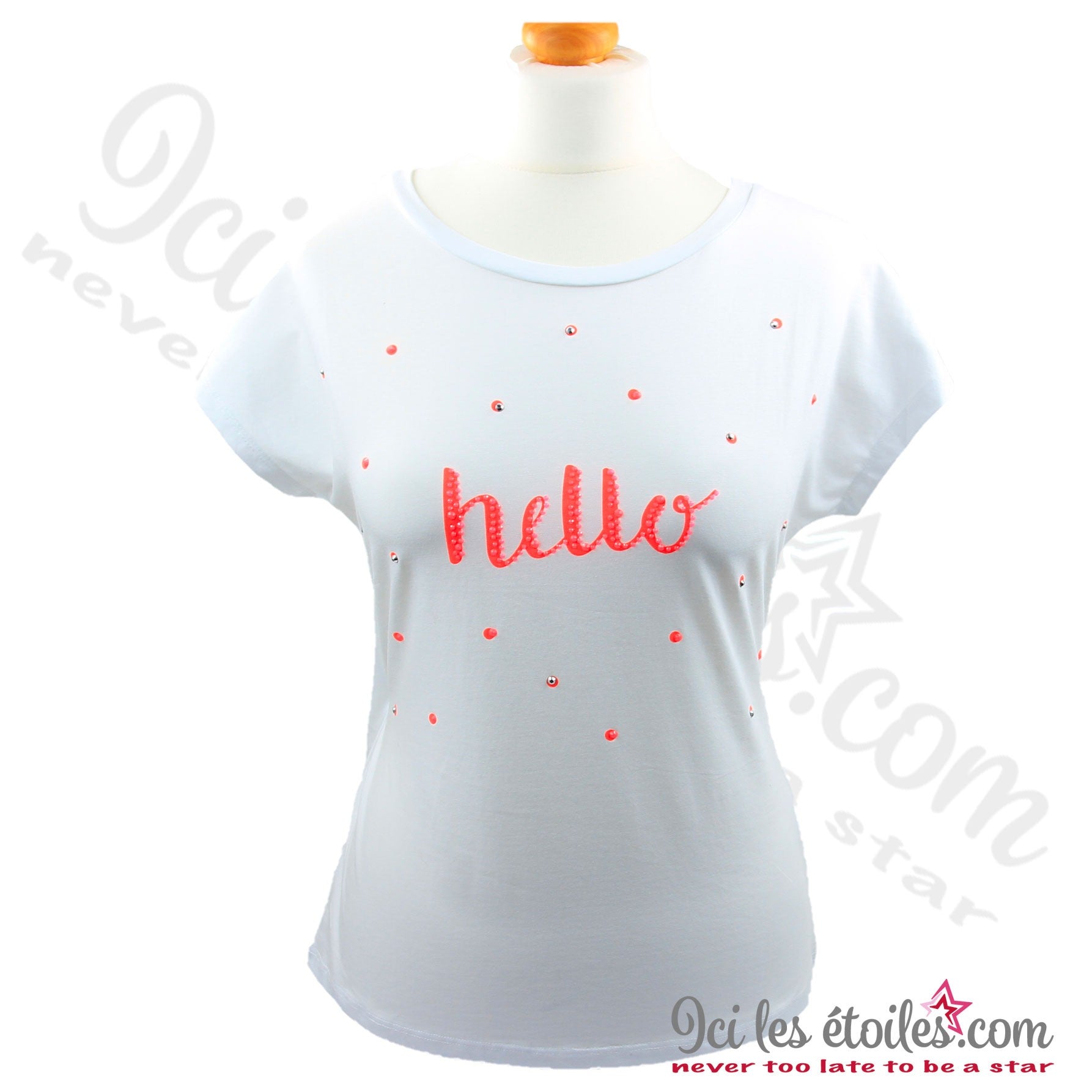 Tee-Shirt "Hello" rose fluo