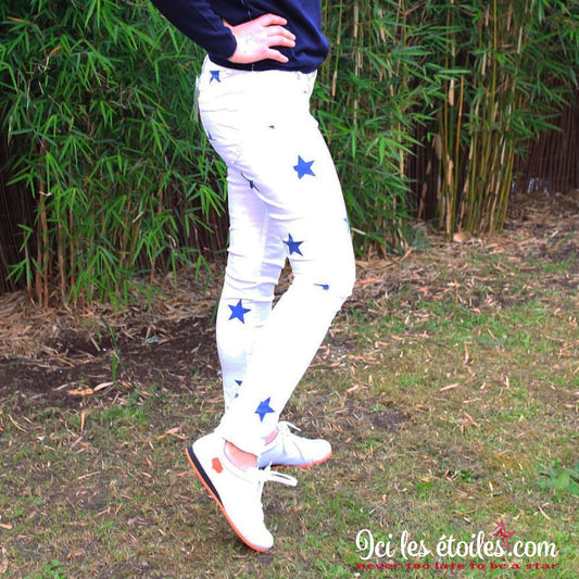 Jean étoile bleu marine/blanc