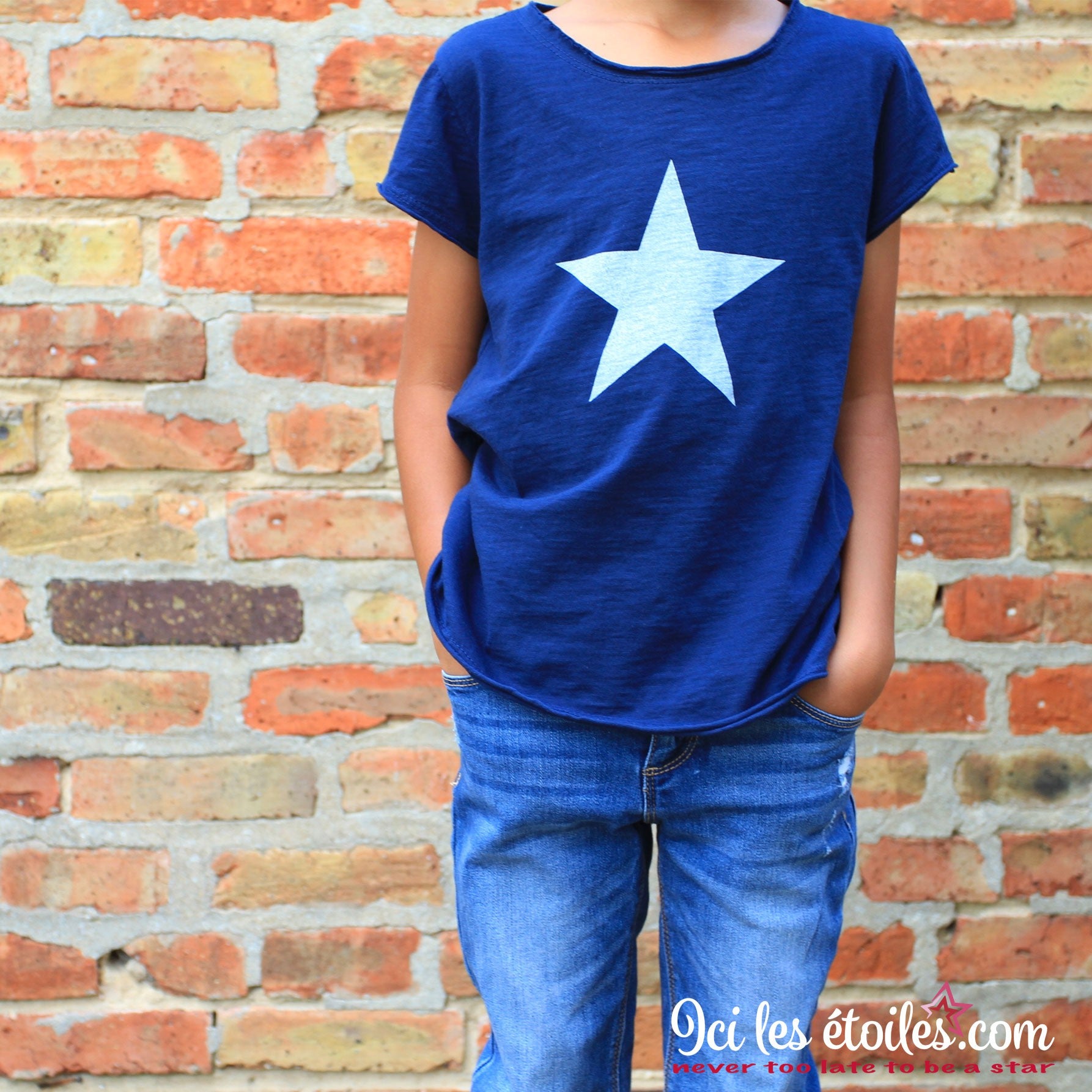 Tee-shirt enfant étoile bleu marine 100% coton