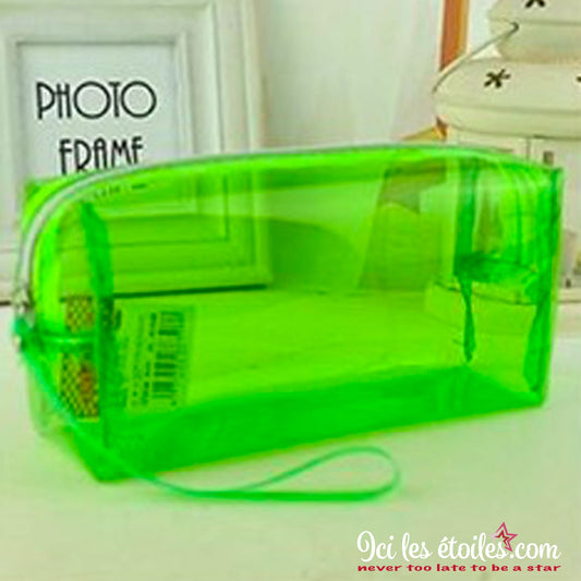 Trousse de toilette tranparente verte