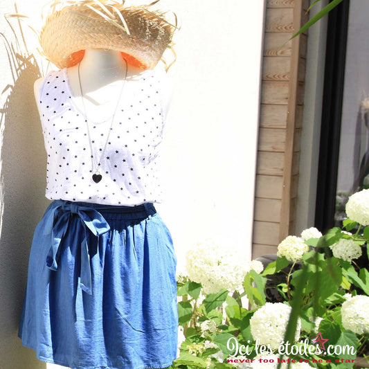 Jupe en coton couleur Jean